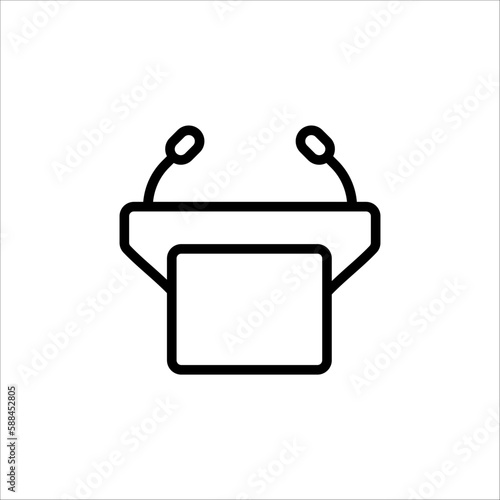 Tribune line icon. Microphone, mic, podium. Mass media concept on white background
