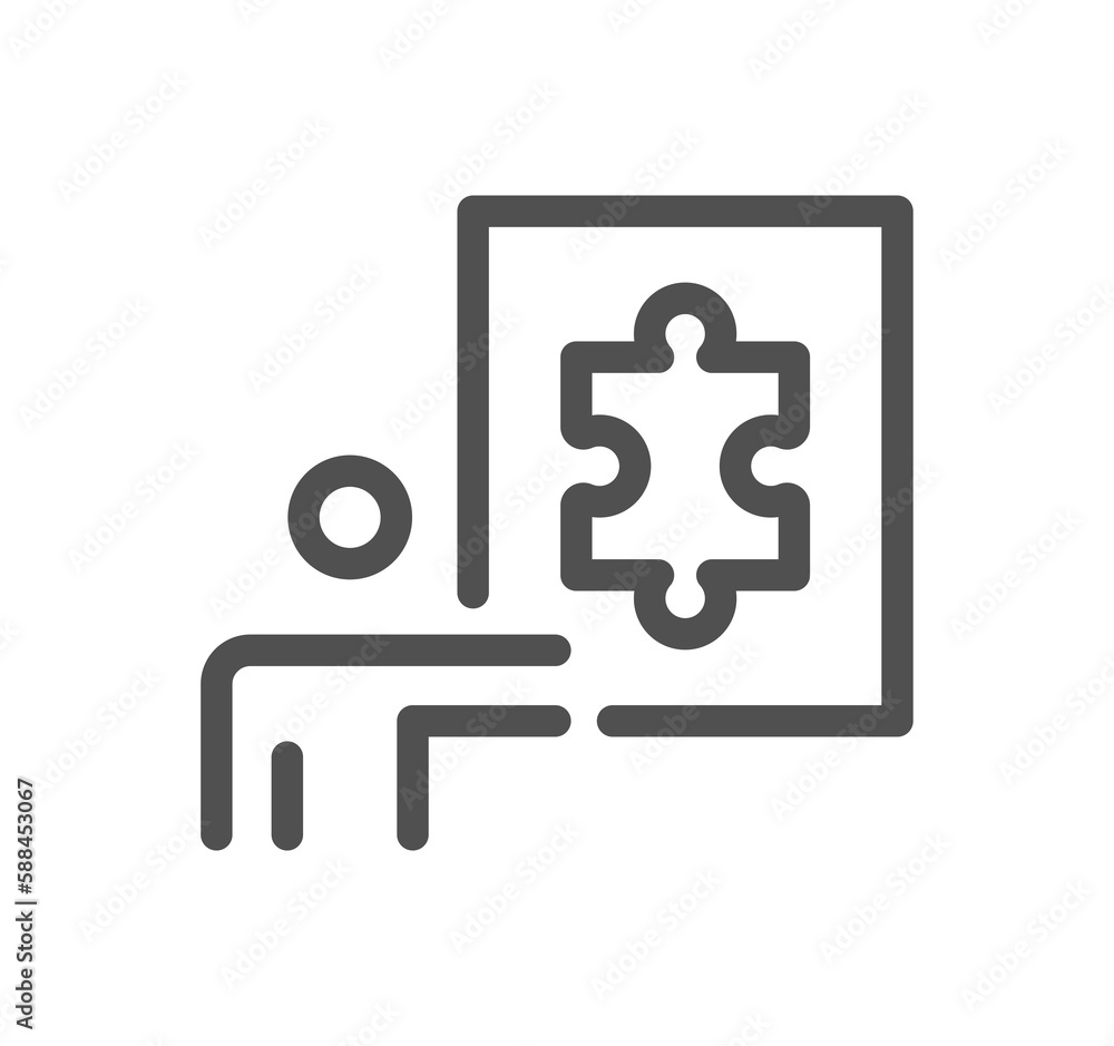 Puzzle related icon outline and linear symbol.
Puzzle related icon outline and linear symbol.