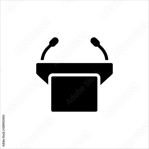 Tribune line icon. Microphone, mic, podium. Mass media concept on white background
