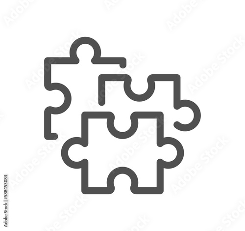 Puzzle related icon outline and linear symbol. 