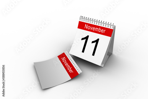 Desk calendar showing date of 11th November