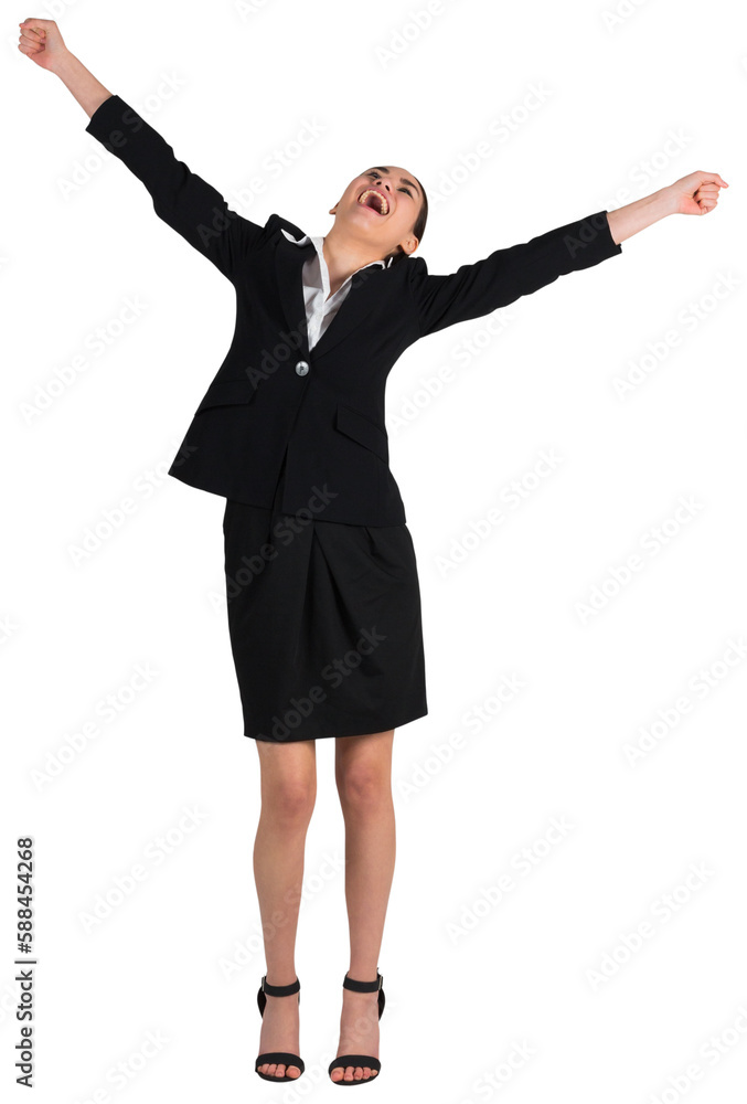 Excited businesswoman cheering Excited businesswoman cheering