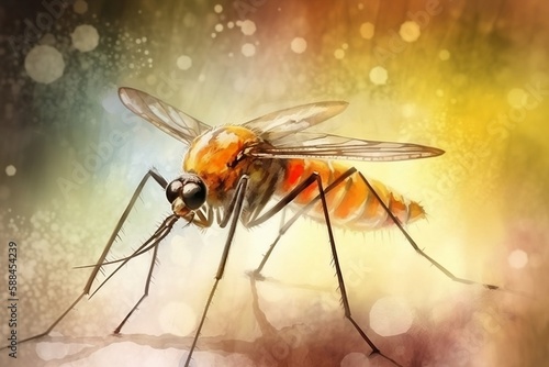 Watercolour Mosquito   Created with Generative AI © Kyleen