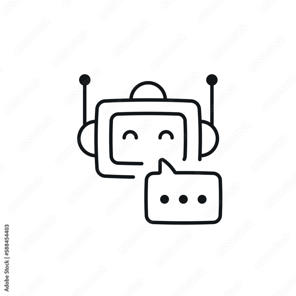 Generate chat linear icon. Robot. Artificial intelligence. Thin line customizable illustration. Contour symbol. Vector isolated outline drawing. Editable stroke Generate chat linear icon. Robot. Artificial intelligence. Thin line customizable illustration. Contour symbol. Vector isolated outline drawing. Editable stroke