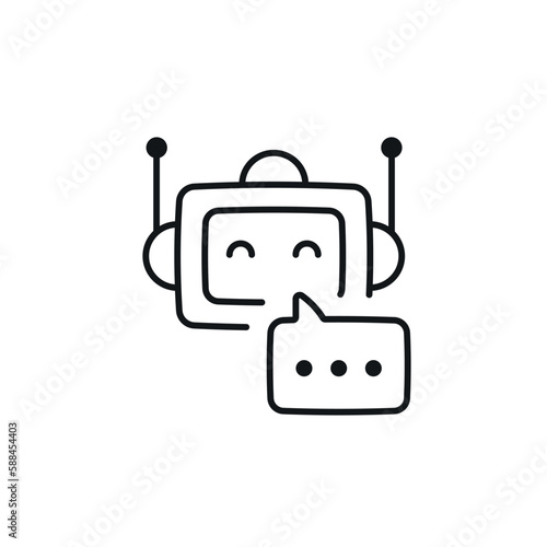 Generate chat linear icon. Robot. Artificial intelligence. Thin line customizable illustration. Contour symbol. Vector isolated outline drawing. Editable stroke