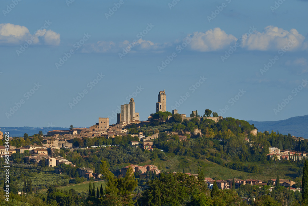 View of the medieval town of San Gimignano in Tuscany in Italy