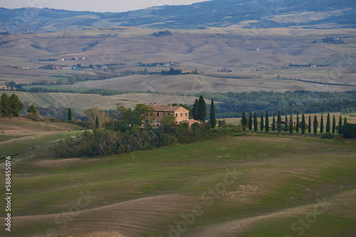 Tuscany in Italy landscape with farm