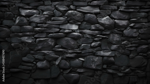 Rough Dark Stone Wall Texture - Black Gray Background