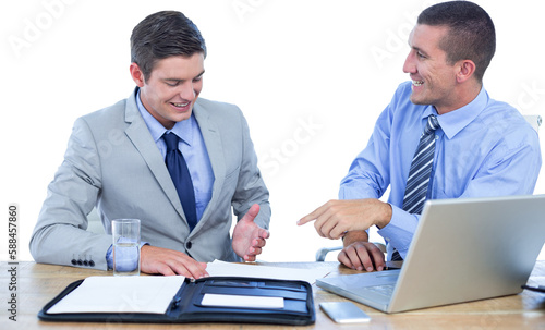 Businessmen working together with laptop 