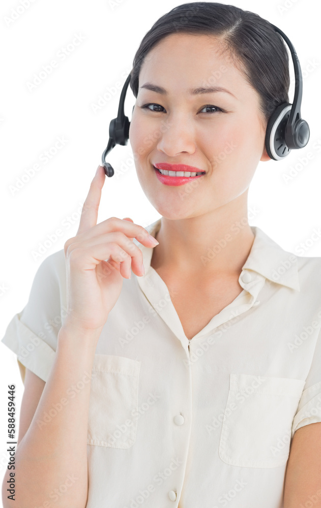 Beautiful smiling female executive with headset Beautiful smiling female executive with headset
