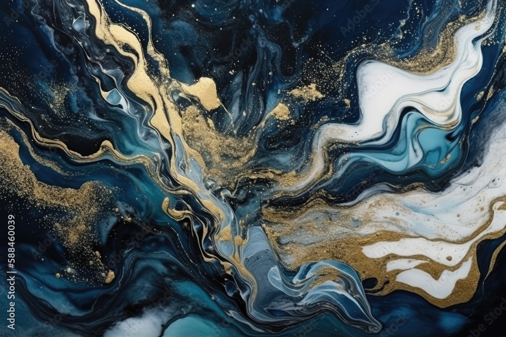 Spectacular image of dark blue and white liquid ink churning together, with a realistic texture and great quality for abstract concept. Generative AI Spectacular image of dark blue and white liquid ink churning together, with a realistic texture and great quality for abstract concept. Generative AI