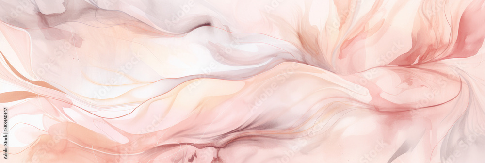 Watercolor gradient background with soft brush effect and pastel pink shades. Abstract backdrop with romantic, subtle lines. Generative AI