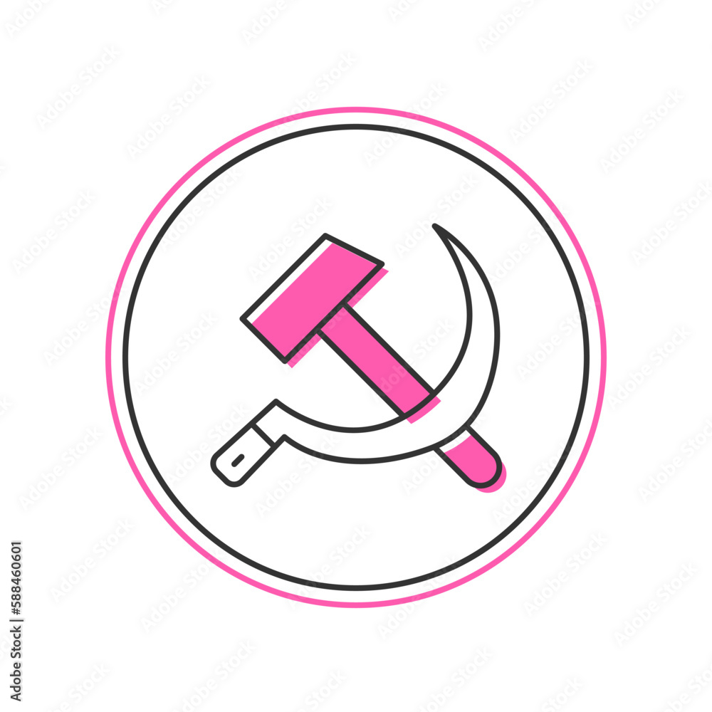 Filled outline Hammer and sickle USSR icon isolated on white background. Symbol Soviet Union. Vector Filled outline Hammer and sickle USSR icon isolated on white background. Symbol Soviet Union. Vector