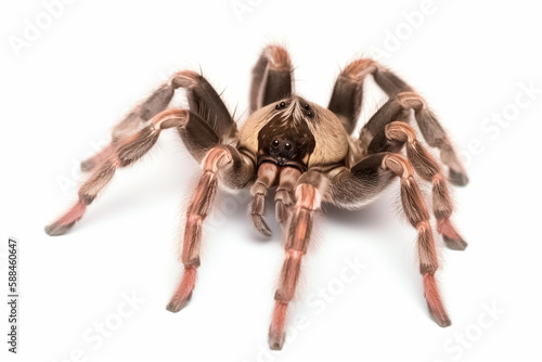 Tarantula spider close up isolated on white background. generative ai