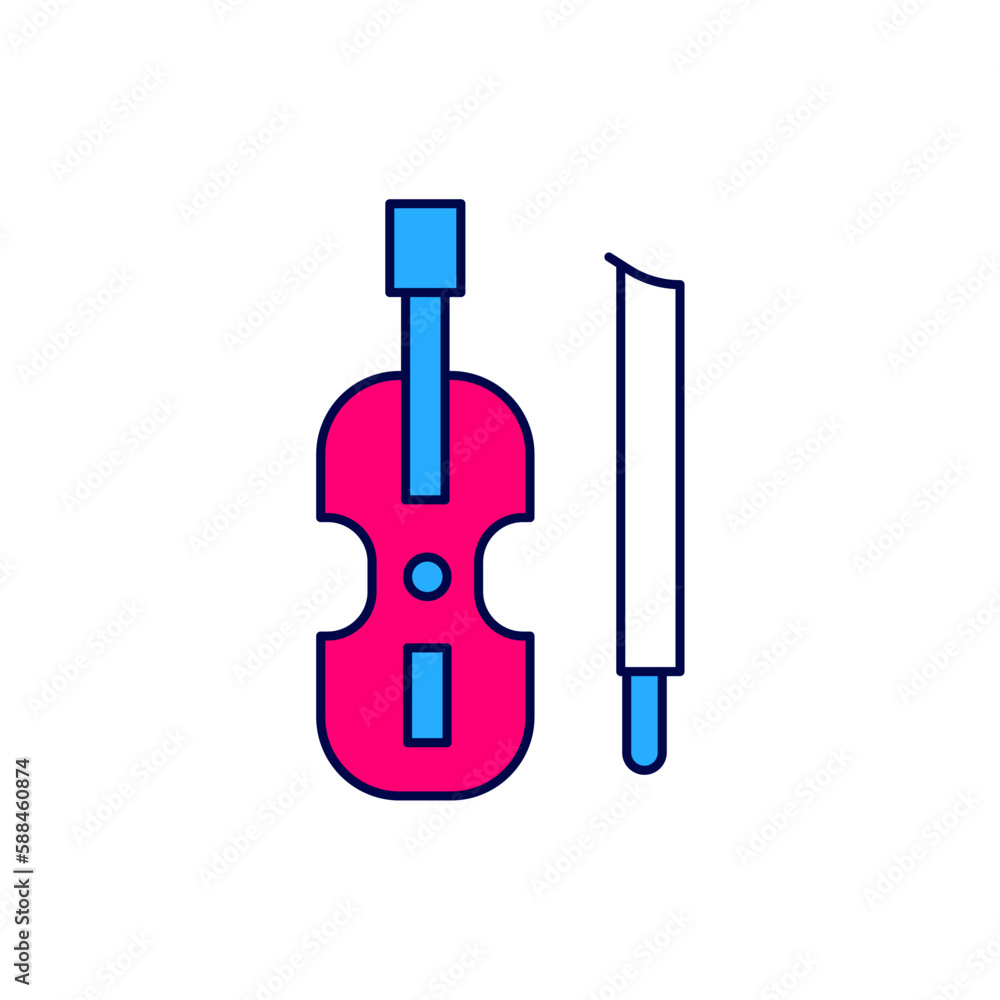 Naklejka premium Filled outline Violin icon isolated on white background. Musical instrument. Vector