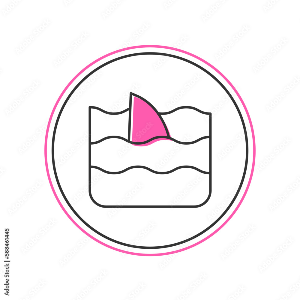 Filled outline Shark fin in ocean wave icon isolated on white background. Vector Filled outline Shark fin in ocean wave icon isolated on white background. Vector