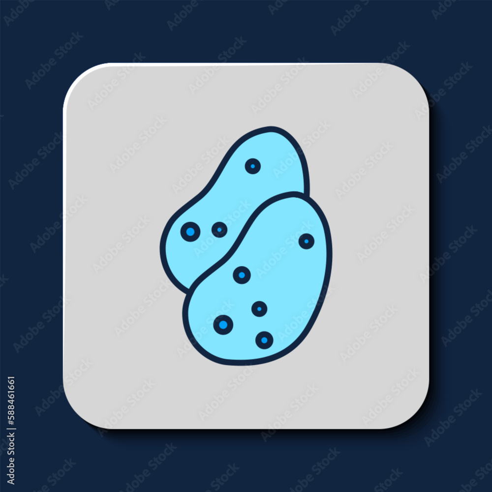Filled outline Potato icon isolated on blue background. Vector Filled outline Potato icon isolated on blue background. Vector