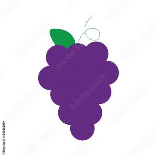 Grapes on white background. Bouquet of purple grapes. Flat. Vector illustration