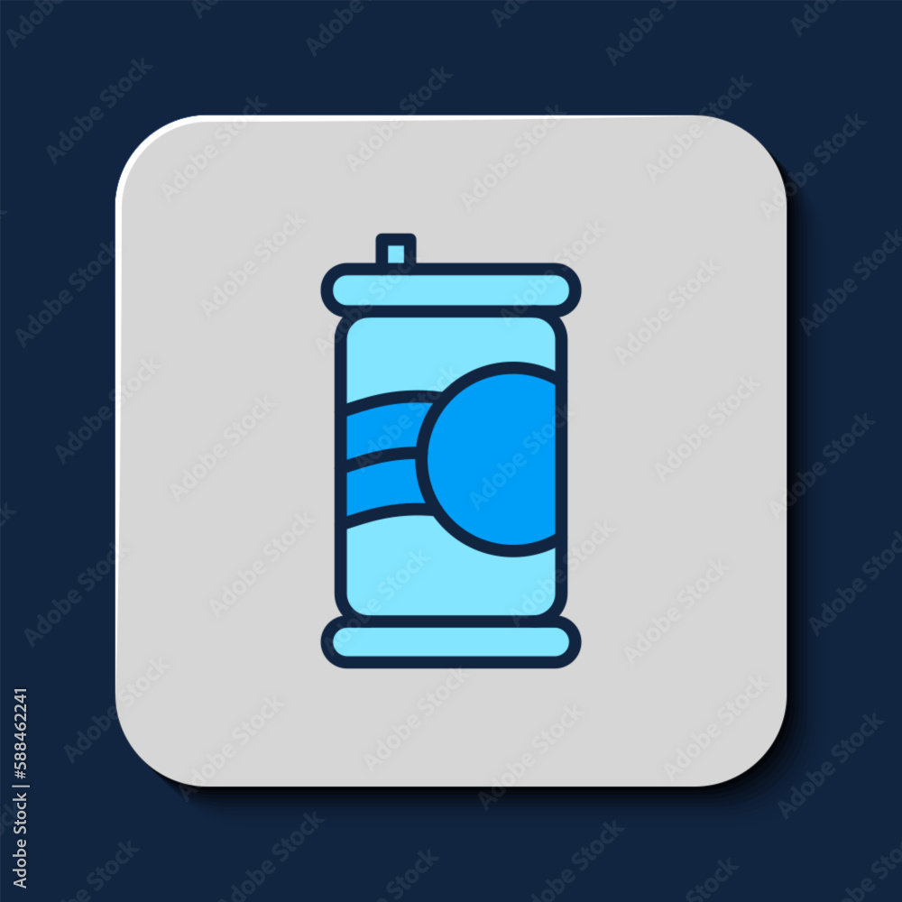 Filled outline Soda can icon isolated on blue background. Vector Filled outline Soda can icon isolated on blue background. Vector