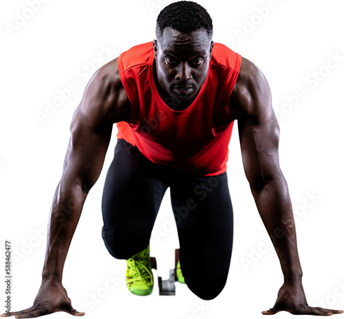Plakat Male runner on starting blocks