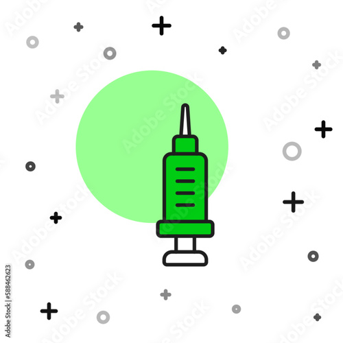 Filled outline Addiction to the drug icon isolated on white background. Heroin, narcotic, addiction, illegal. Sick junkie with a syringe and medical pills. Vector