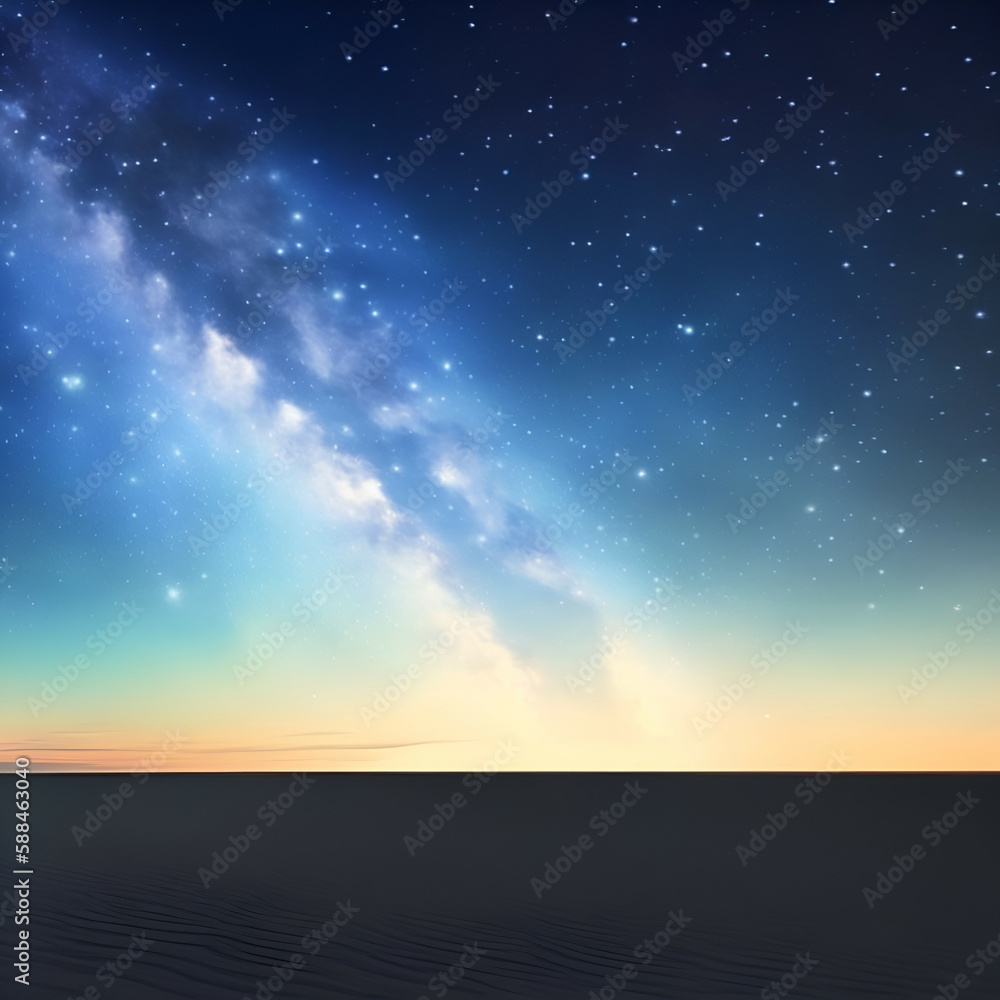 sky with stars - Starry sky on the beach landscape - Calm beach background for design - landscape for design - Generative AI