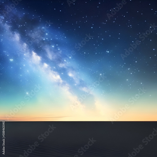 sky with stars - Starry sky on the beach landscape - Calm beach background for design - landscape for design - Generative AI