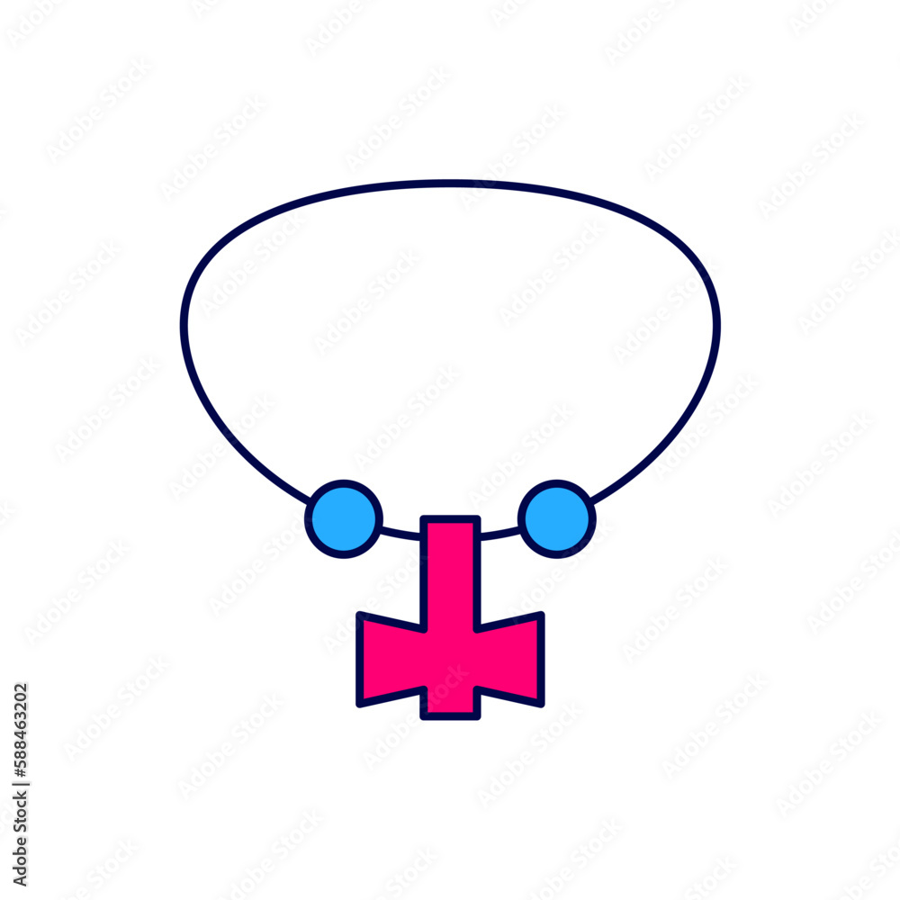 Filled outline Necklace with gem icon isolated on white background. Vector Filled outline Necklace with gem icon isolated on white background. Vector