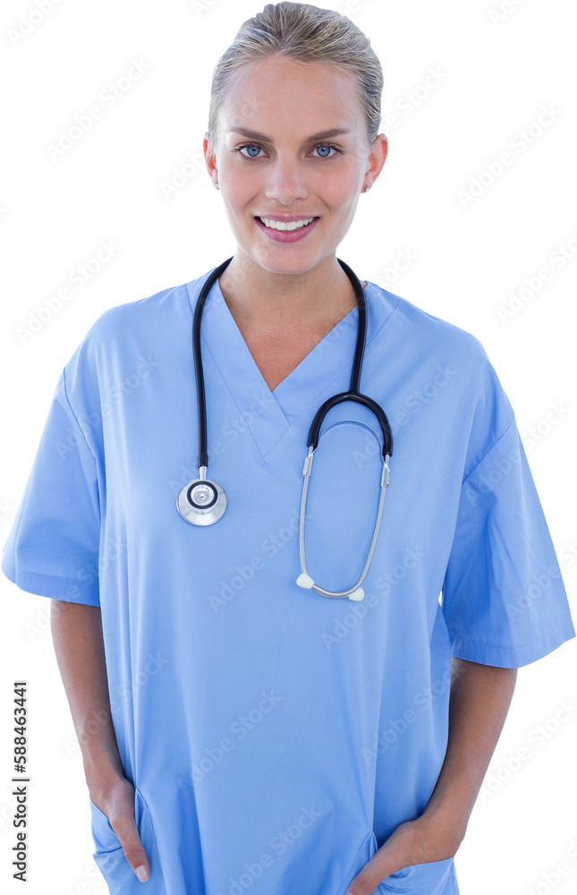 happy doctor looking at camera with hands in pockets happy doctor looking at camera with hands in pockets