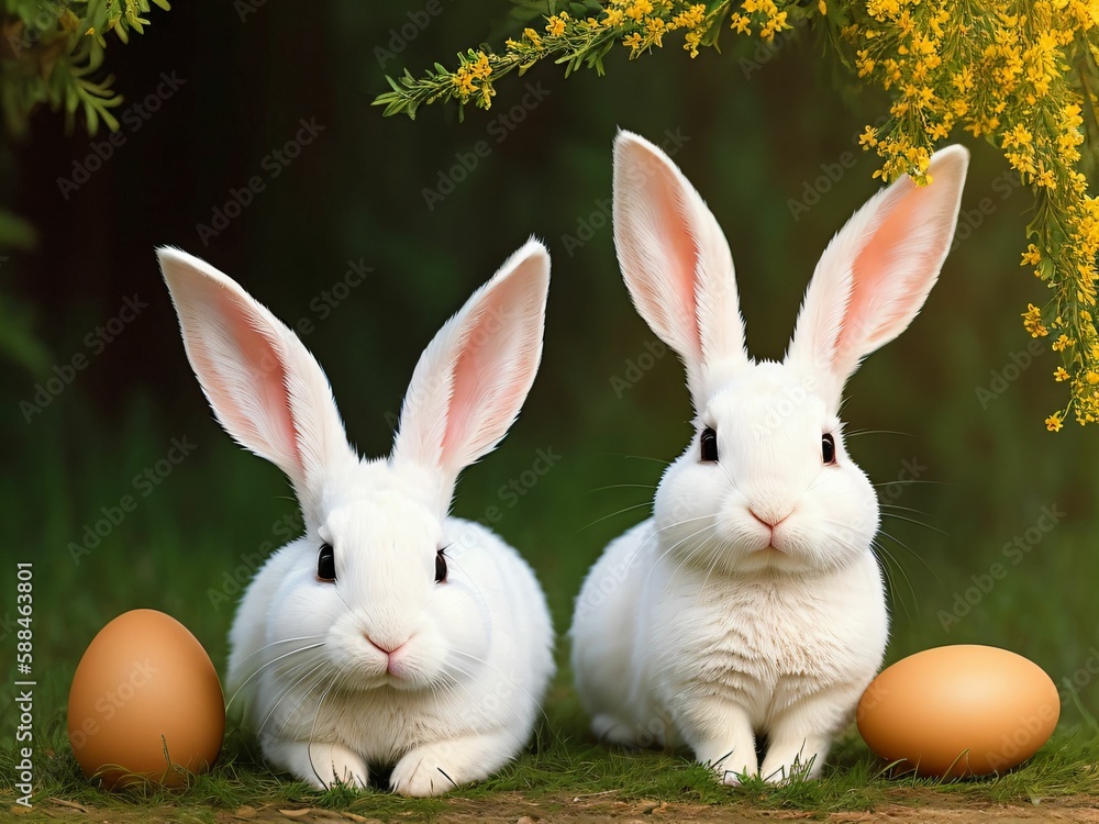 easter bunny with eastereggs easter bunny with eastereggs