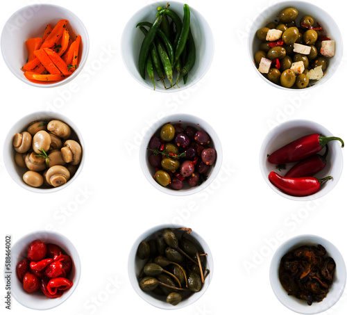 Olives and vegetables in bowl
