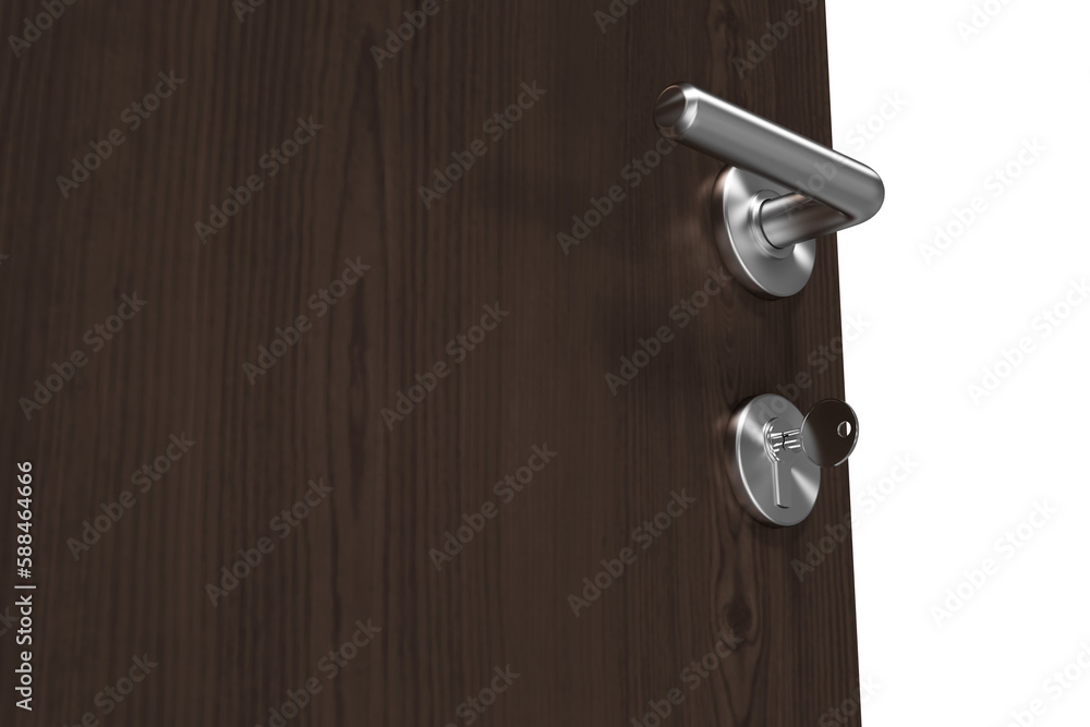 Obraz premium Closeup of brown door with doorknob