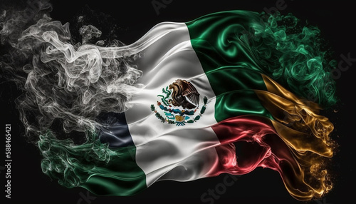 Wallpaper Mural mexico flag, black smoky background, generative ai Torontodigital.ca