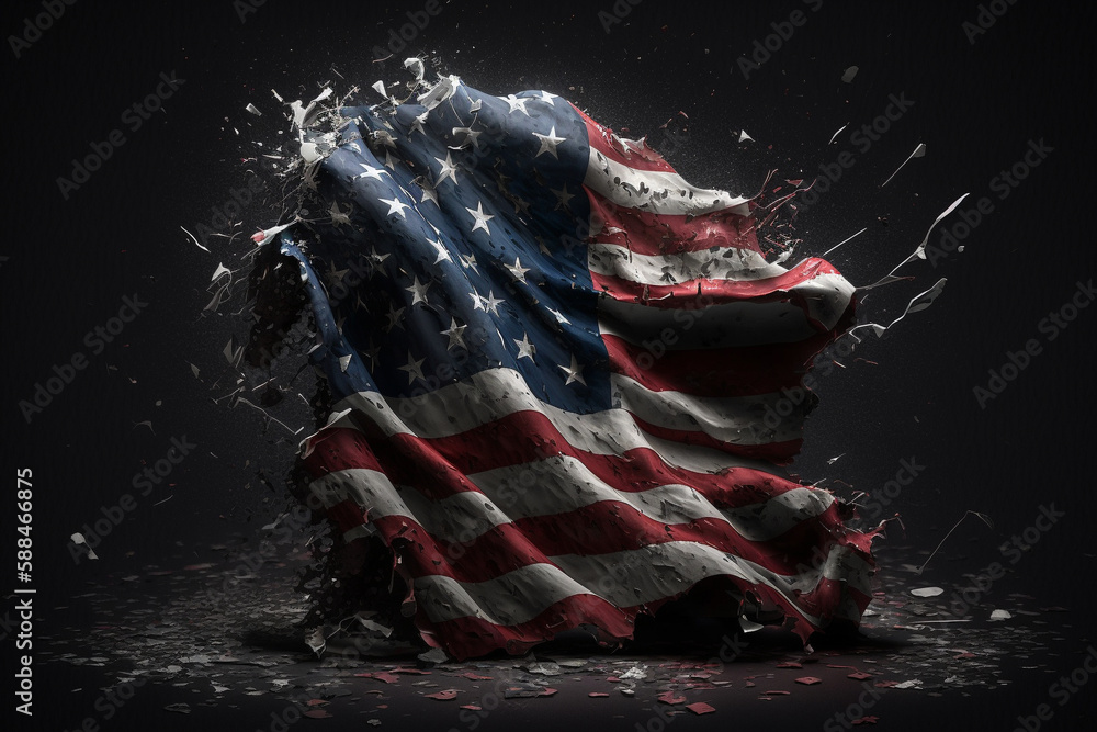 Ilustração do Stock American or the united states flag ripped