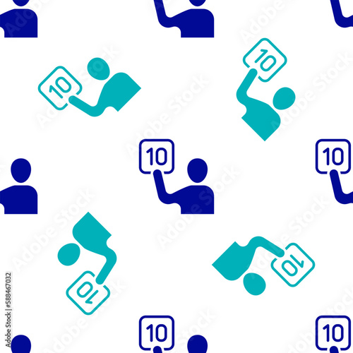 Blue Assessment of judges icon isolated seamless pattern on white background. Vector