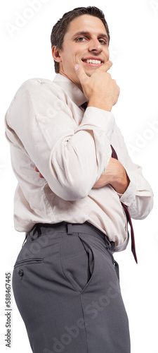 Thoughtful businessman with hand on chin