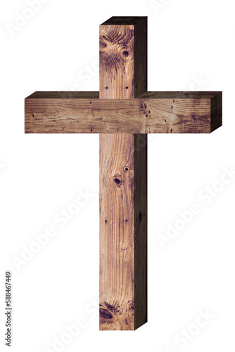 Close up of 3d wooden cross
