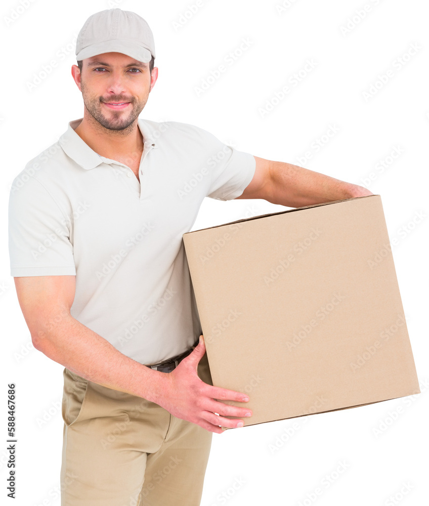 Delivery man with cardboard box Delivery man with cardboard box