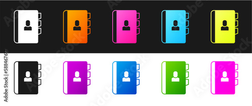 Set Resume icon isolated on black and white background. CV application. Searching professional staff. Analyzing personnel resume. Vector