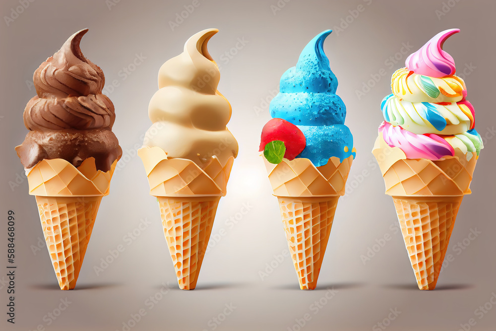 Assorted of ice cream. Generative Ai Assorted of ice cream. Generative Ai