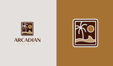 Beach Palm Tree Logo. Universal creative premium symbol. Vector sign icon logo template. Vector illustration