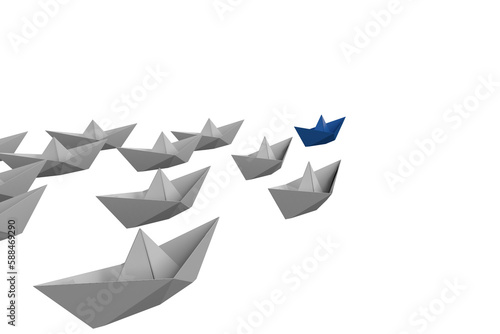 White and blue paper boat