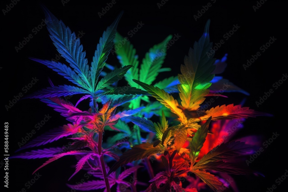 Cannabis Marijuana Weed Colorful Generative AI Cannabis Marijuana Weed Colorful Generative AI