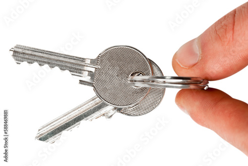 Finger holding set of keys