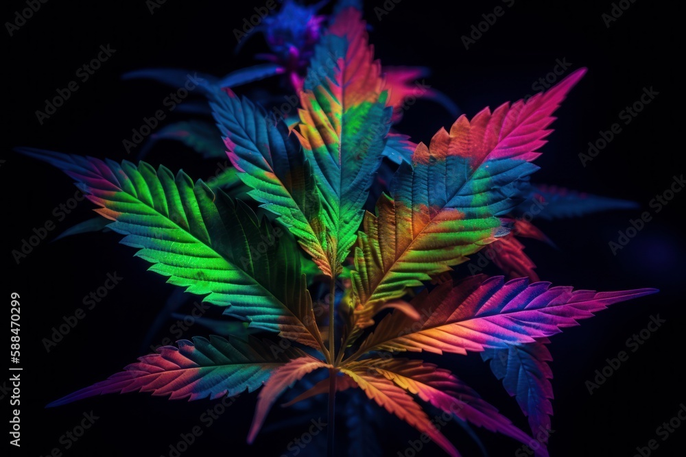 Cannabis Marijuana Weed Colorful Generative AI Cannabis Marijuana Weed Colorful Generative AI