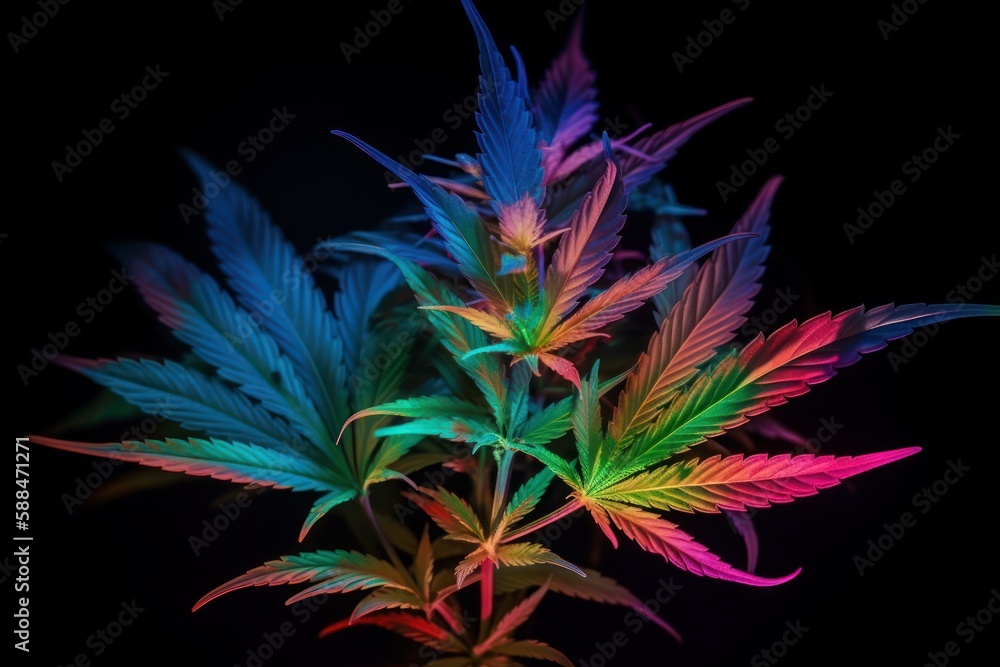 Cannabis Marijuana Weed Colorful Generative AI Cannabis Marijuana Weed Colorful Generative AI