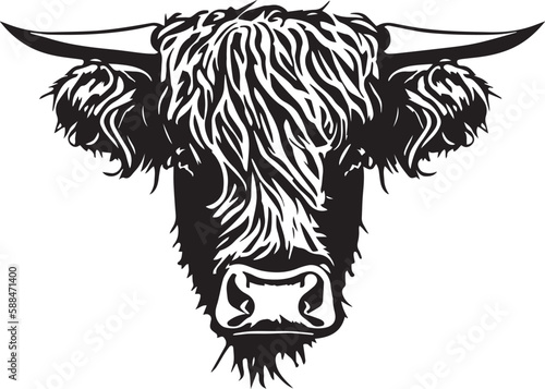 Highland cow, shaggy cow vector Illustration, SVG