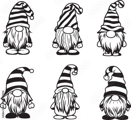 Garden gnomes set icon, Vector illustration, SVG