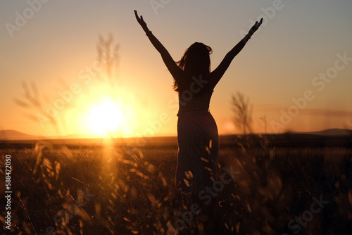 silhouette of a girl at sunset