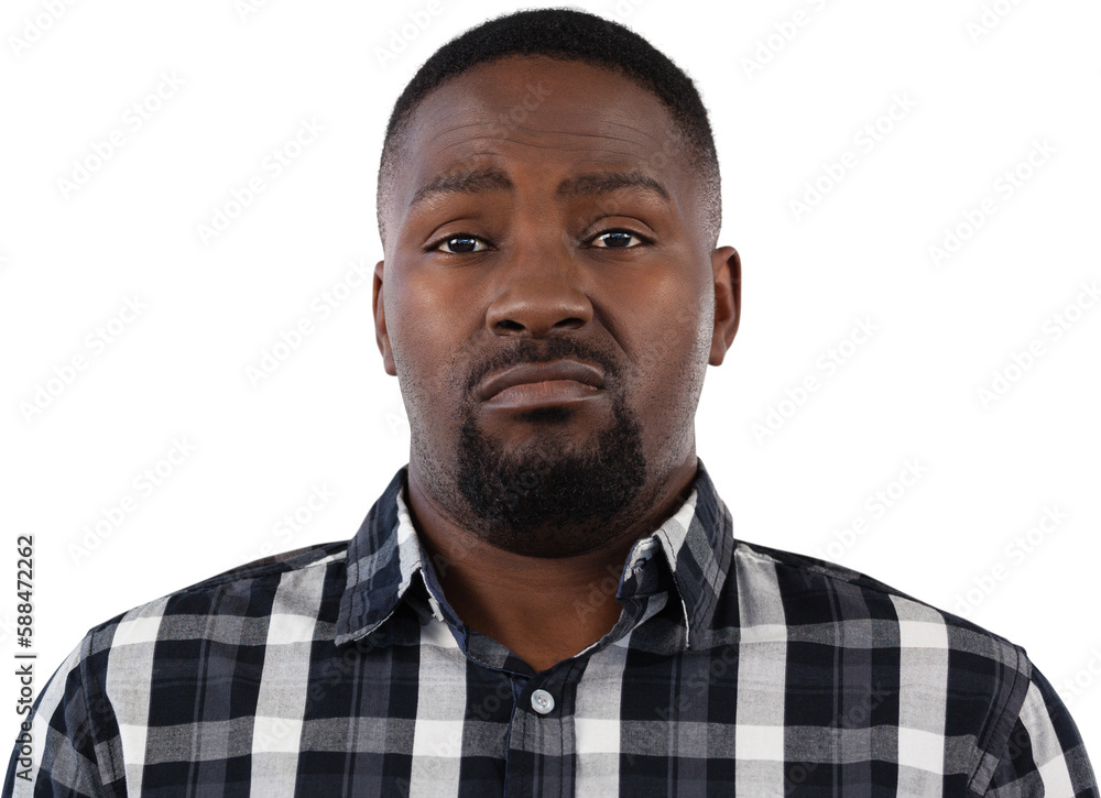 Obraz premium Confused man against white background